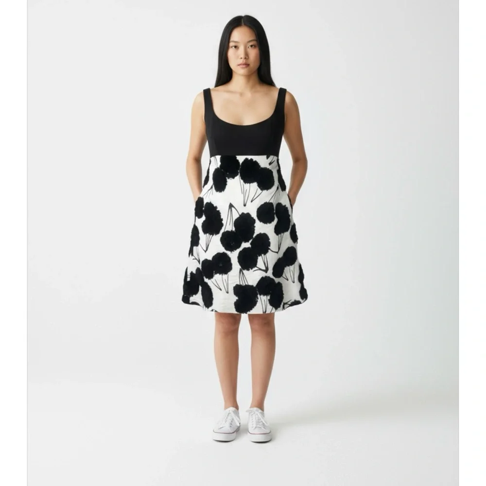 Milly black and white retro baby doll cocktail dress size 4 - Picture 12 of 13